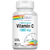 Los mejores  - Solaray Vitamin C 1000mg | con Escaramujo y Acerola | Acción Retardada| Sin Gluten | Apto Para Veganos | 100 comprimidos
